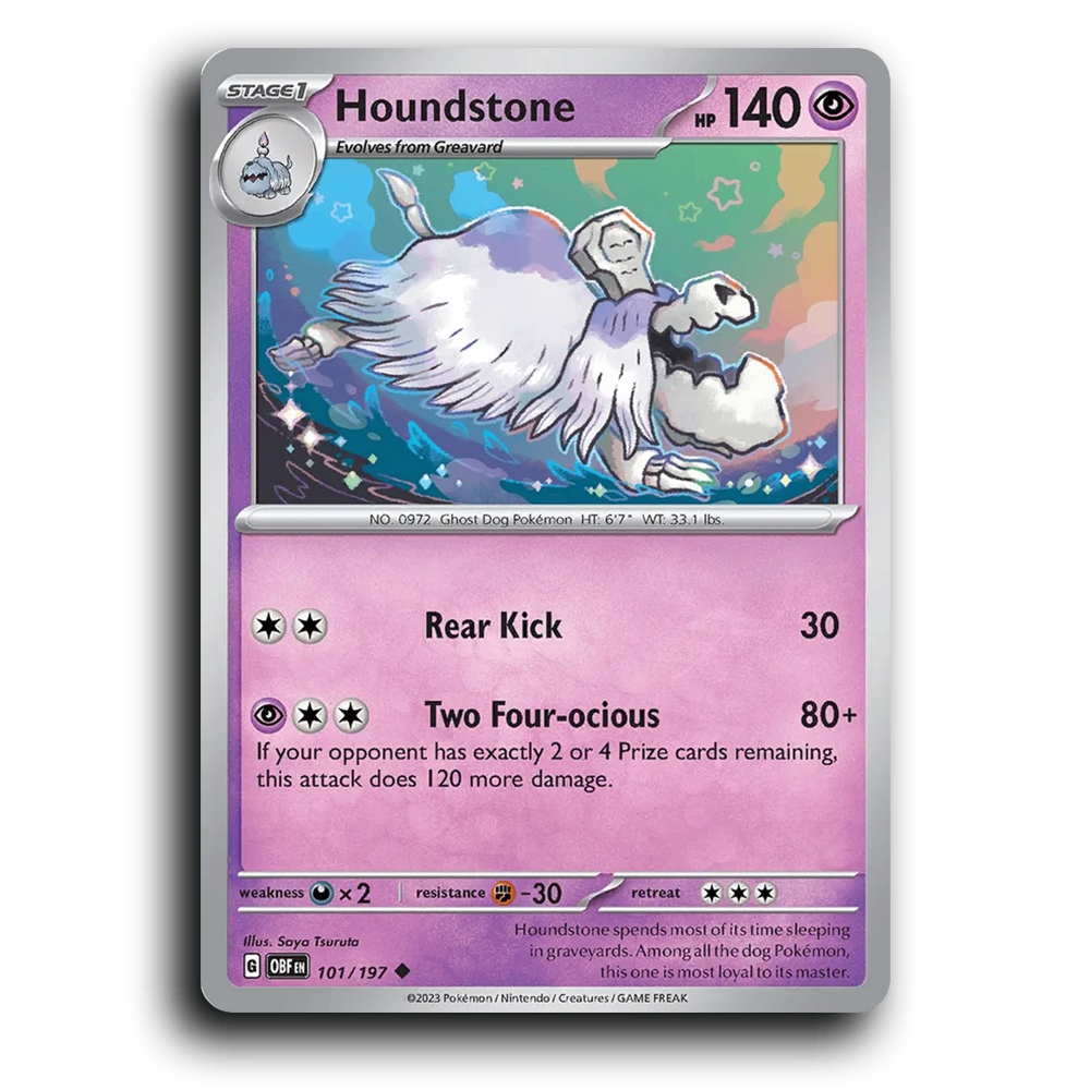 Houndstone (101/197) [Obsidian Flames] 2023 G Uncommon English Saya Tsuruta Psychic OBF Stage 1 Ghost Dog Pokémon Pokemon Card TCG Near Mint NM