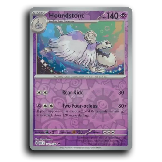 Houndstone (101/197) [Obsidian Flames] 2023 G Uncommon English Saya Tsuruta Psychic OBF Stage 1 Ghost Dog Pokémon Pokemon Card TCG Near Mint NM Reverse Holo