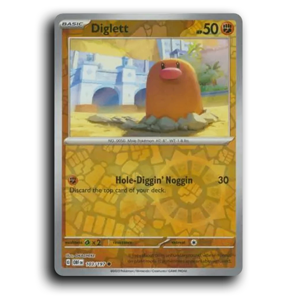 Diglett (103/197) [Obsidian Flames] 2023 G Common English OKACHEKE Fighting OBF Basic Mole Pokémon Pokemon Card TCG Near Mint NM Reverse Holo