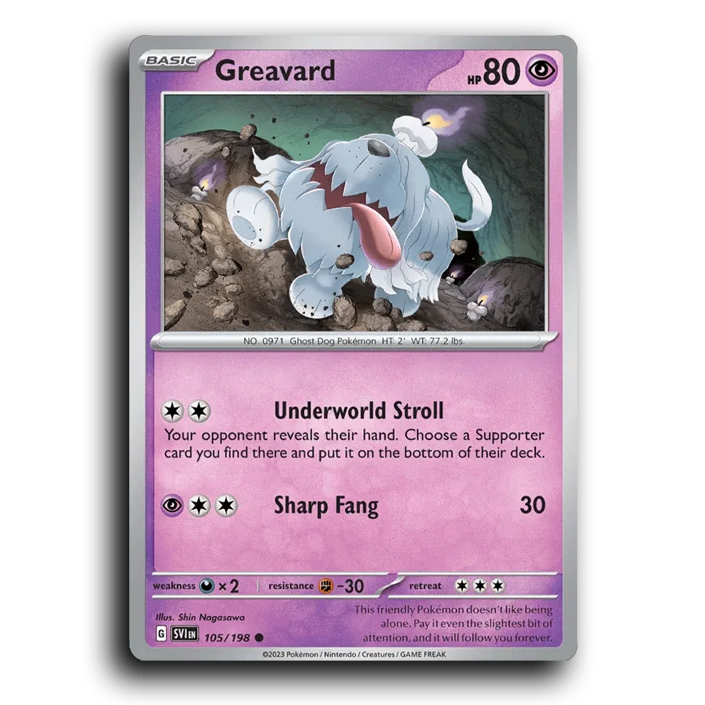 Greavard (105/198) [Scarlet & Violet] Common Shin Nagasawa Pokemon Card TCG Near Mint NM