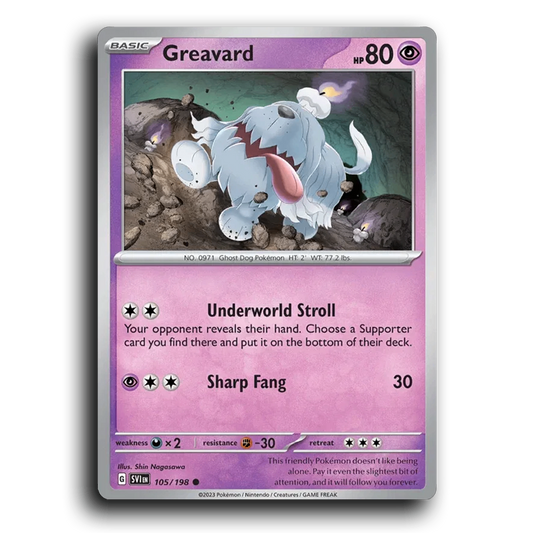 Greavard (105/198) [Scarlet & Violet] Common Shin Nagasawa Pokemon Card TCG Near Mint NM