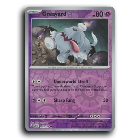 Greavard (105/198) [Scarlet & Violet] Common Shin Nagasawa Pokemon Card TCG Near Mint NM Reverse Holo