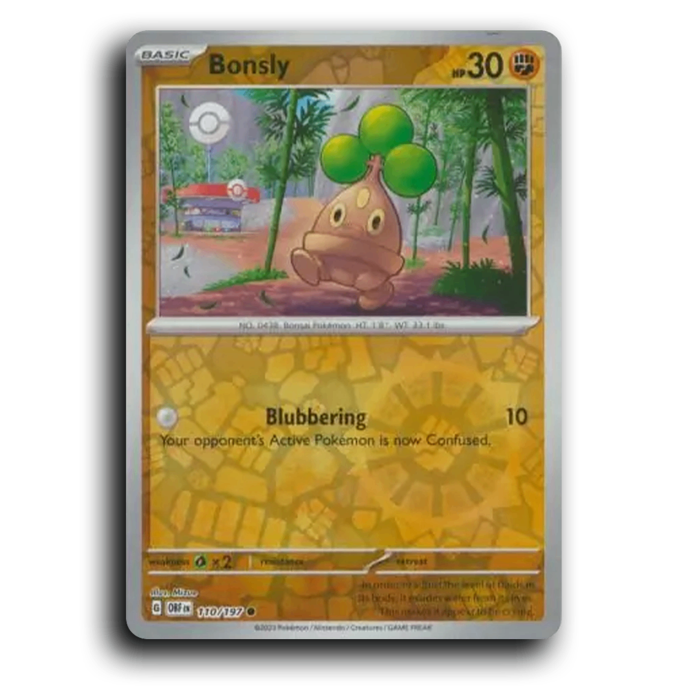 Bonsly (110/197) [Obsidian Flames] 2023 G Common English Mizue Fighting OBF Basic Bonsai Pokémon Pokemon Card TCG Near Mint NM Reverse Holo