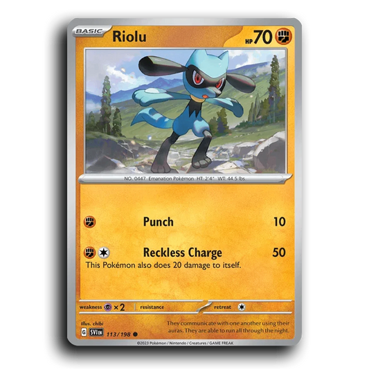 Riolu (113/198) [Scarlet & Violet] Common chibi Pokemon Card TCG Near Mint NM