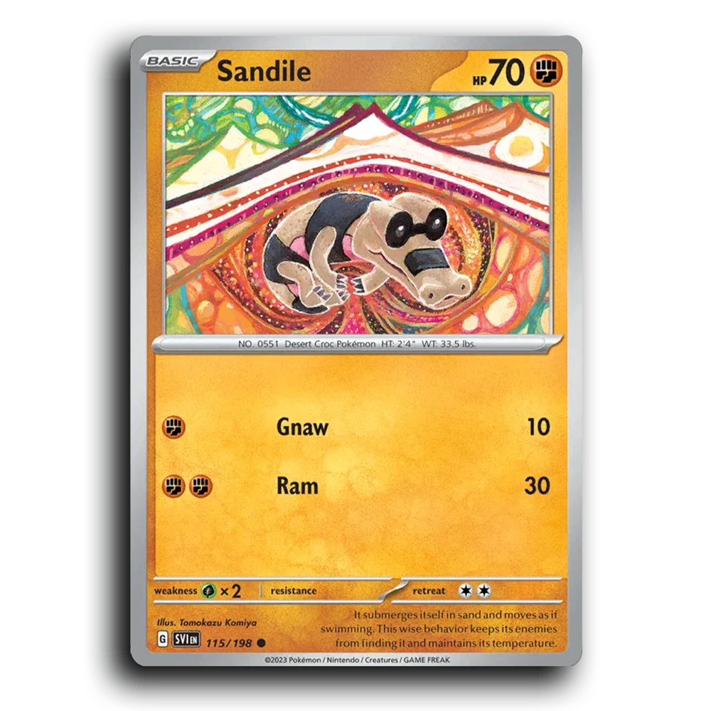 Sandile (115/198) [Scarlet & Violet] Common Tomokazu Komiya Pokemon Card TCG Near Mint NM