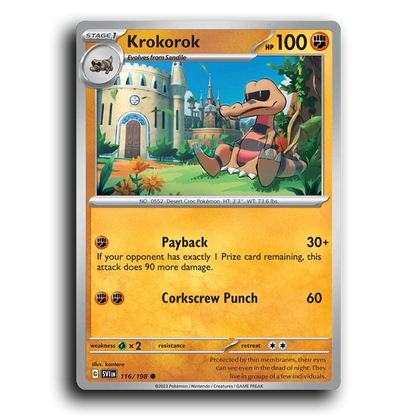 Krokorok (116/198) [Scarlet & Violet] Common kantaro Pokemon Card TCG Near Mint NM