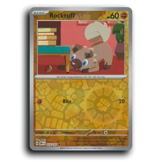 Rockruff (116/197) [Obsidian Flames] 2023 G Common English Jerky Fighting OBF Basic Puppy Pokémon Pokemon Card TCG Near Mint NM Reverse Holo