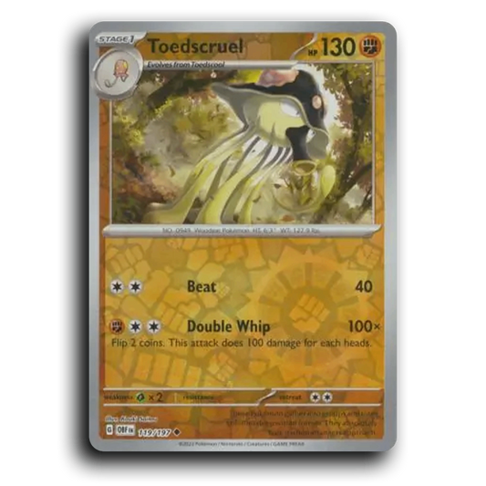 Toedscruel (119/197) [Obsidian Flames] 2023 G Uncommon English Kouki Saitou Fighting OBF Stage 1 Woodear Pokémon Pokemon Card TCG Near Mint NM Reverse Holo