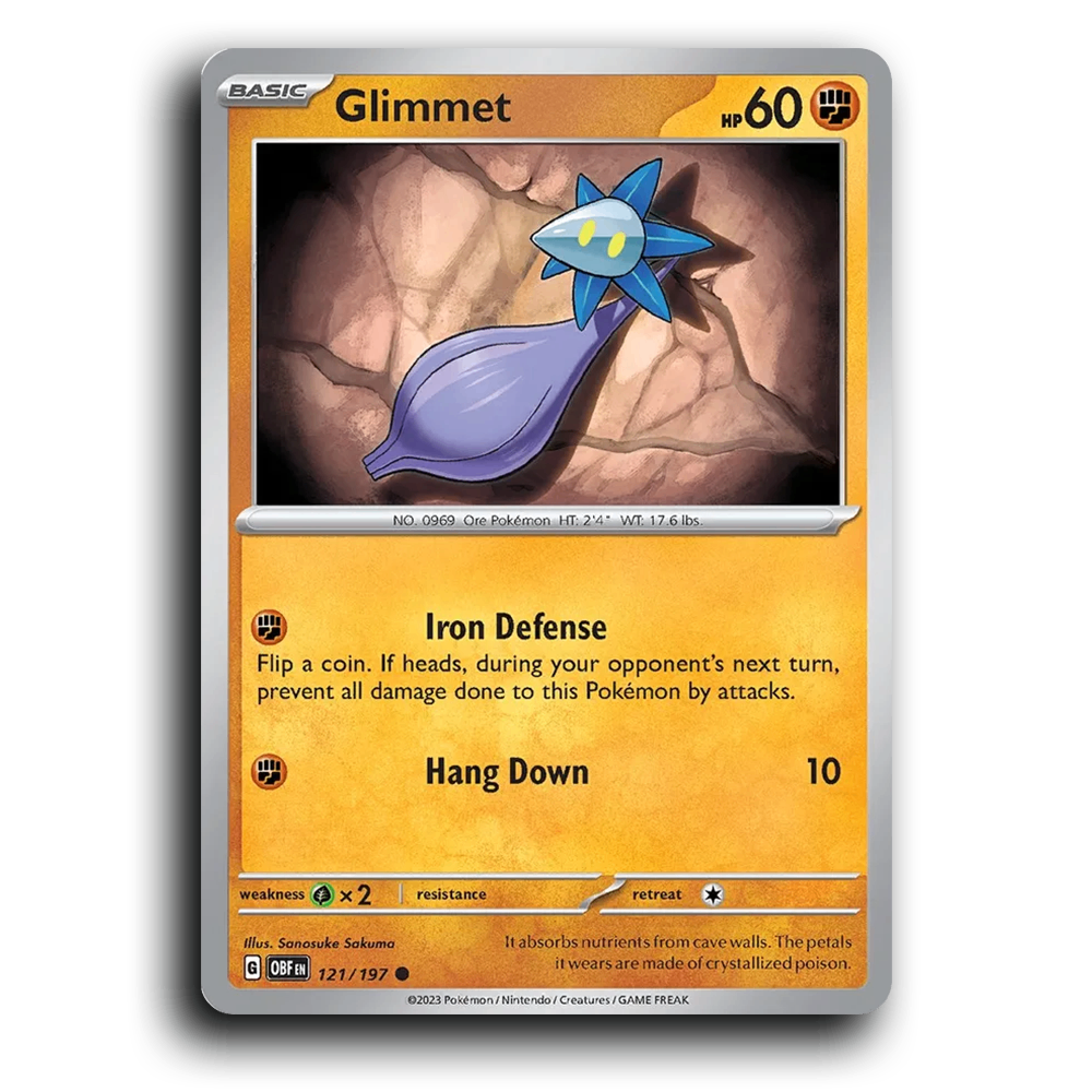 Glimmet (121/197) [Obsidian Flames] 2023 G Common English Sanosuke Sakuma Fighting OBF Basic Ore Pokémon Pokemon Card TCG Near Mint NM