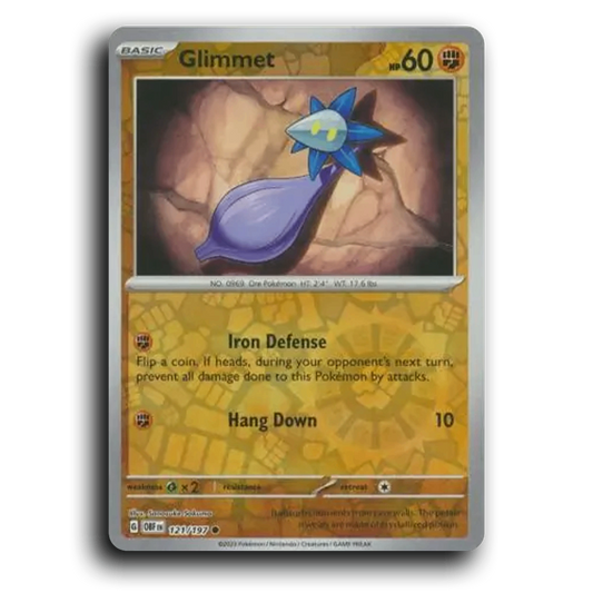 Glimmet (121/197) [Obsidian Flames] 2023 G Common English Sanosuke Sakuma Fighting OBF Basic Ore Pokémon Pokemon Card TCG Near Mint NM Reverse Holo