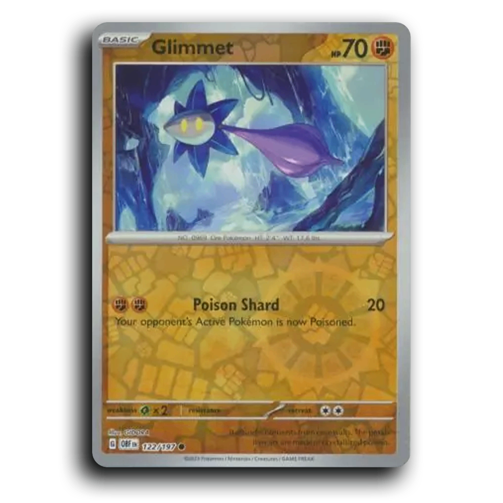 Glimmet (122/197) [Obsidian Flames] 2023 G Common English GIDORA Fighting OBF Basic Ore Pokémon Pokemon Card TCG Near Mint NM Reverse Holo