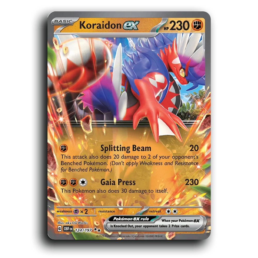 Koraidon ex (124/197) [Obsidian Flames] 2023 G Double Rare English aky CG Works Fighting, ex OBF Basic Paradox Pokémon Pokemon Card TCG Near Mint NM