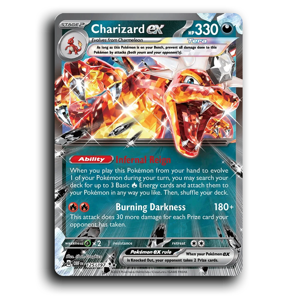 Charizard ex (125/197) [Obsidian Flames] 2023 G Double Rare English 5ban Graphics Darkness, ex, Tera OBF Stage 2 Flame Pokémon Pokemon Card TCG Near Mint NM