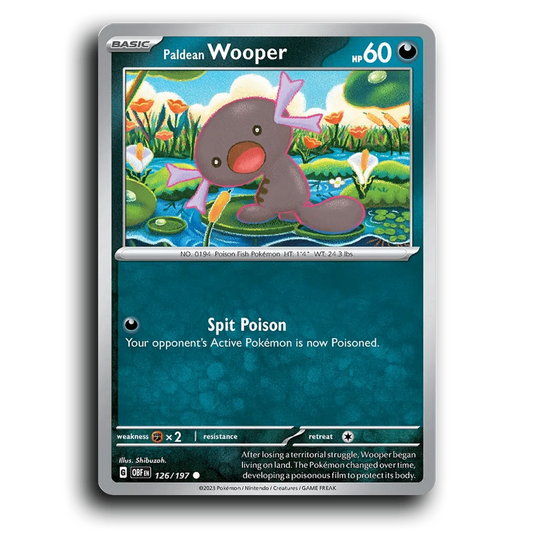 Paldean Wooper (126/197) [Obsidian Flames] 2023 G Common English Shibuzoh. Darkness OBF Basic Poison Fish Pokémon Pokemon Card TCG Near Mint NM