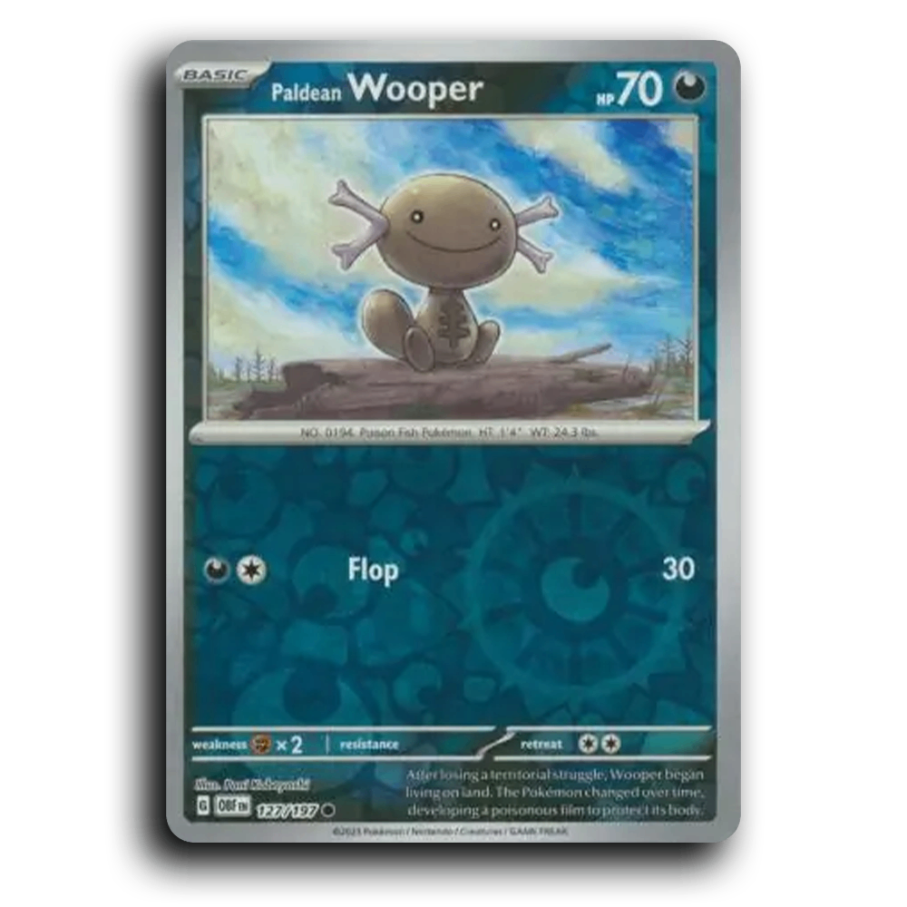 Paldean Wooper (127/197) [Obsidian Flames] 2023 G Common English Pani Kobayashi Darkness OBF Basic Poison Fish Pokémon Pokemon Card TCG Near Mint NM Reverse Holo