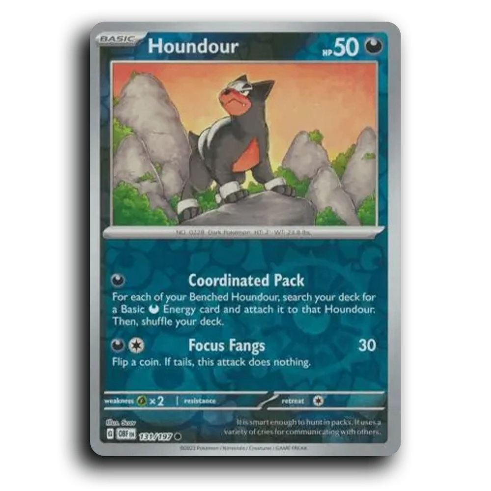 Houndour (131/197) [Obsidian Flames] 2023 G Common English Scav Darkness OBF Basic Dark Pokémon Pokemon Card TCG Near Mint NM Reverse Holo