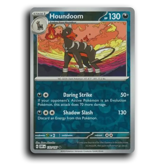 Houndoom (133/197) [Obsidian Flames] 2023 G Uncommon English Haru Akasaka Darkness OBF Stage 1 Dark Pokémon Pokemon Card TCG Near Mint NM Reverse Holo