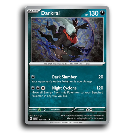 Darkrai (136/197) [Obsidian Flames] 2023 G Rare English Bun Toujo Darkness OBF Basic Pitch-Black Pokémon Pokemon Card TCG Near Mint NM