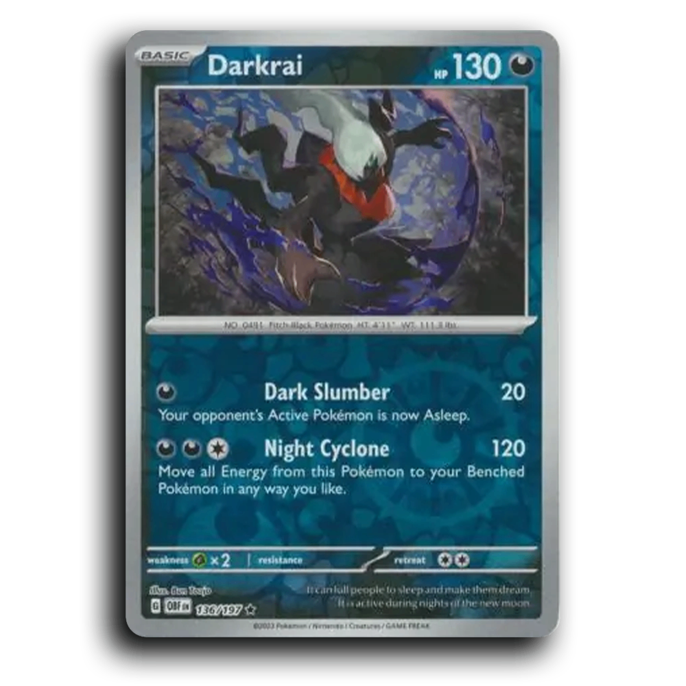 Darkrai (136/197) [Obsidian Flames] 2023 G Rare English Bun Toujo Darkness OBF Basic Pitch-Black Pokémon Pokemon Card TCG Near Mint NM Reverse Holo