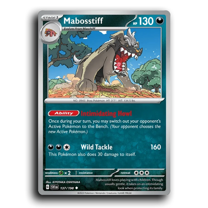 Mabosstiff (137/198) [Scarlet & Violet] Uncommon KIYOTAKA OSHIYAMA Pokemon Card TCG Near Mint NM