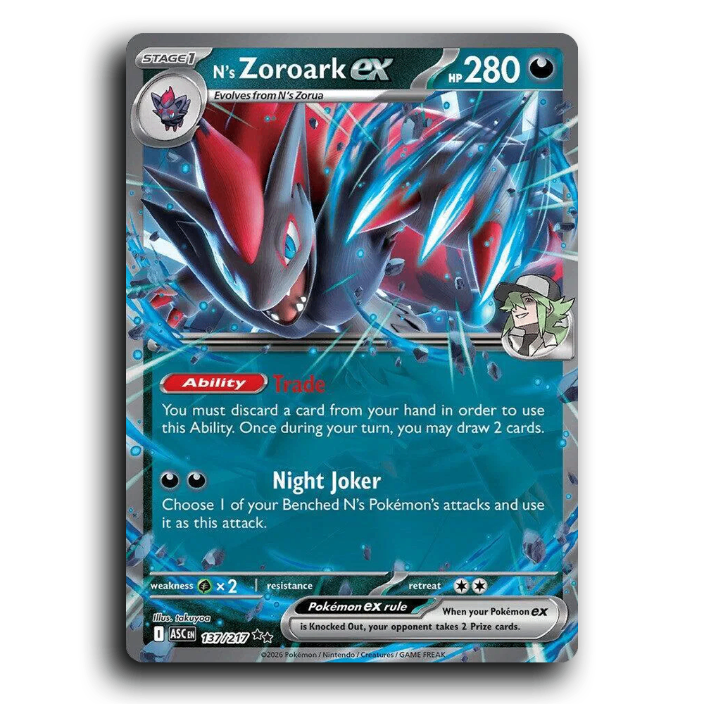 N's Zoroark ex 137/217 Ascended Heroes Double Rare Pokemon Card TCG Near Mint NM Holofoil