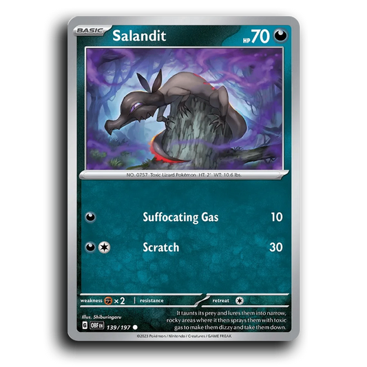 Salandit (139/197) [Obsidian Flames] 2023 G Common English Shiburingaru Darkness OBF Basic Toxic Lizard Pokémon Pokemon Card TCG Near Mint NM