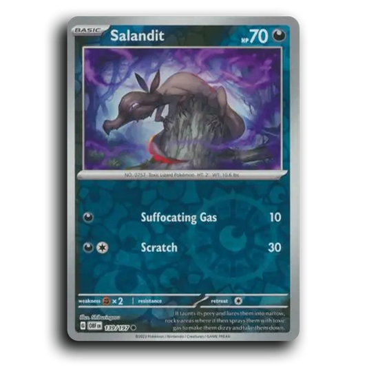 Salandit (139/197) [Obsidian Flames] 2023 G Common English Shiburingaru Darkness OBF Basic Toxic Lizard Pokémon Pokemon Card TCG Near Mint NM Reverse Holo