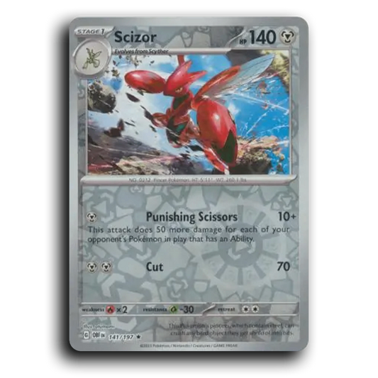 Scizor (141/197) [Obsidian Flames] 2023 G Rare English otumami Metal OBF Stage 1 Pincer Pokémon Pokemon Card TCG Near Mint NM Reverse Holo