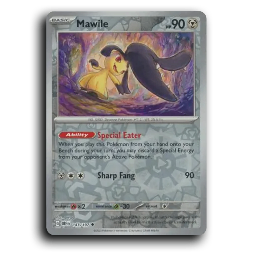 Mawile (143/197) [Obsidian Flames] 2023 G Uncommon English sowsow Metal OBF Basic Deceiver Pokémon Pokemon Card TCG Near Mint NM Reverse Holo