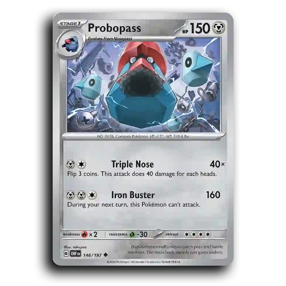 Probopass (146/197) [Obsidian Flames] 2023 G Uncommon English takuyoa Metal OBF Stage 1 Compass Pokémon Pokemon Card TCG Near Mint NM