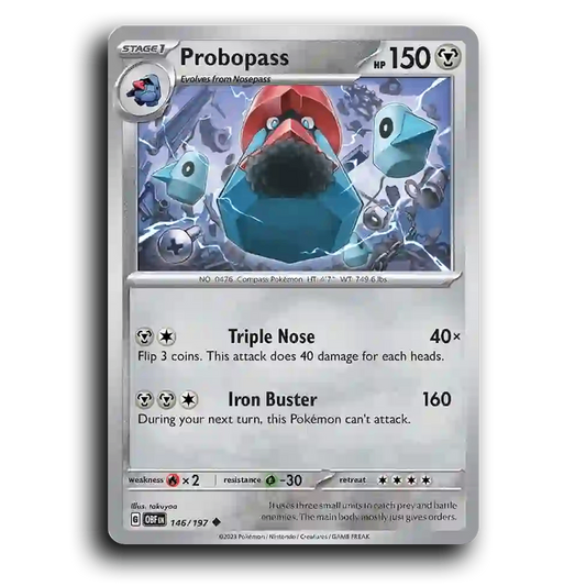 Probopass (146/197) [Obsidian Flames] 2023 G Uncommon English takuyoa Metal OBF Stage 1 Compass Pokémon Pokemon Card TCG Near Mint NM
