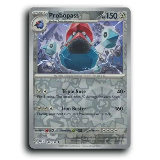 Probopass (146/197) [Obsidian Flames] 2023 G Uncommon English takuyoa Metal OBF Stage 1 Compass Pokémon Pokemon Card TCG Near Mint NM Reverse Holo