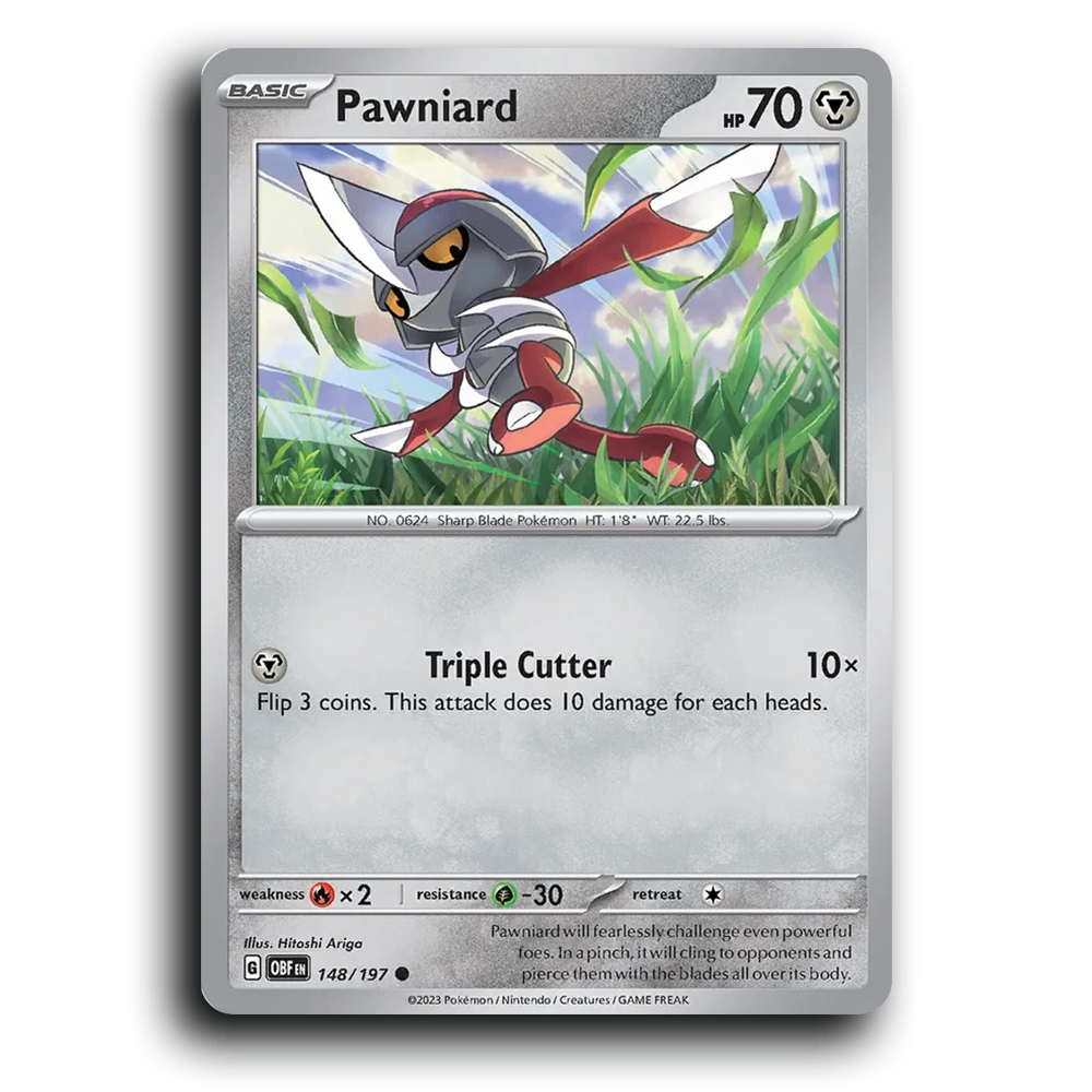 Pawniard (148/197) [Obsidian Flames] 2023 G Common English Hitoshi Ariga Metal OBF Basic Sharp Blade Pokémon Pokemon Card TCG Near Mint NM