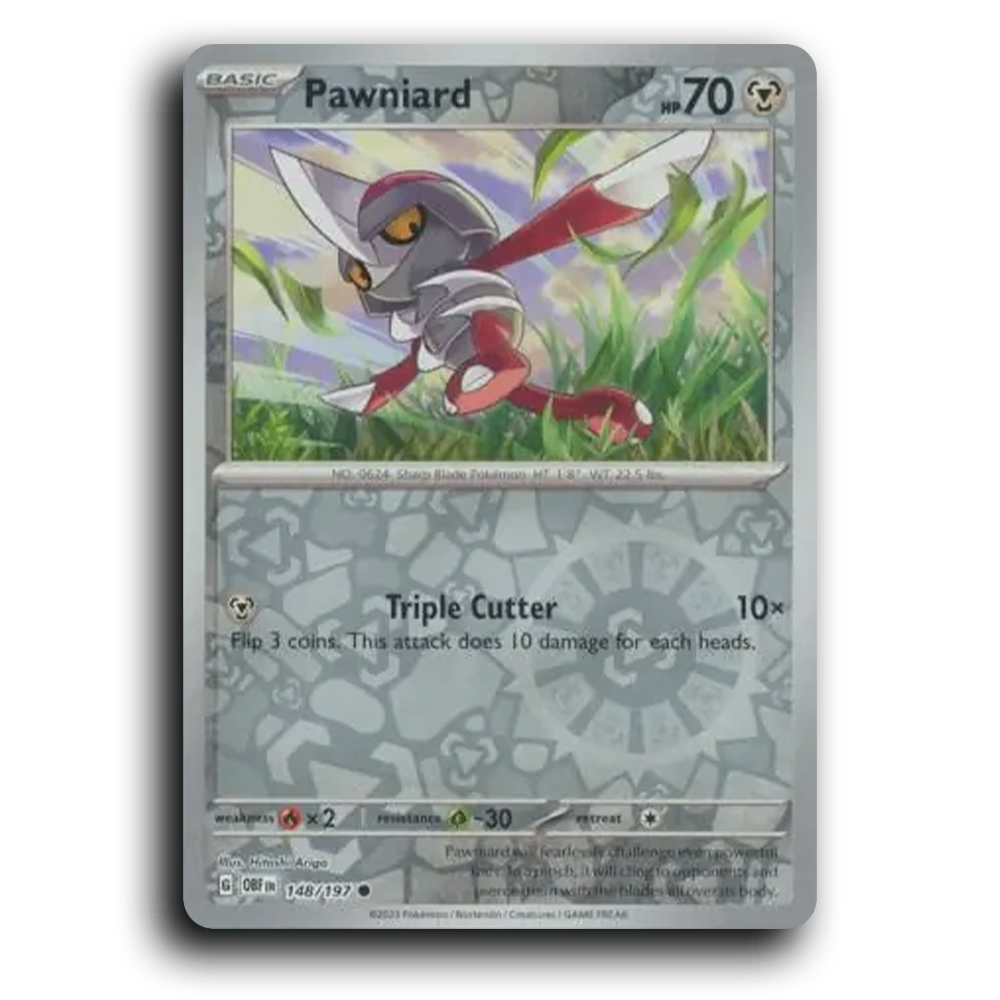 Pawniard (148/197) [Obsidian Flames] 2023 G Common English Hitoshi Ariga Metal OBF Basic Sharp Blade Pokémon Pokemon Card TCG Near Mint NM Reverse Holo