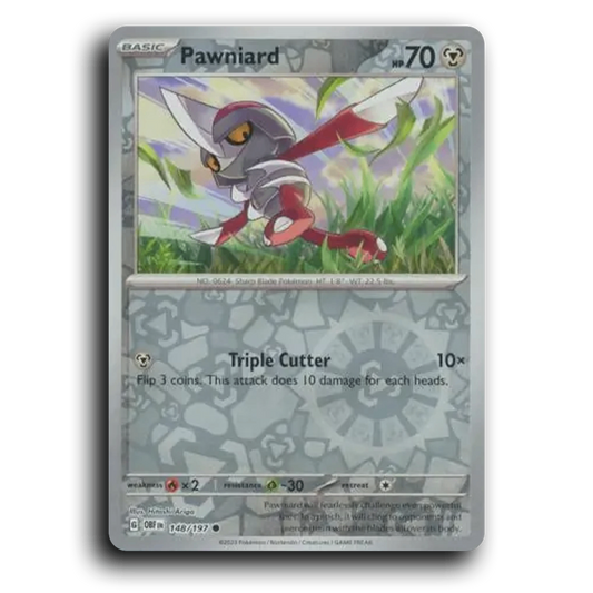 Pawniard (148/197) [Obsidian Flames] 2023 G Common English Hitoshi Ariga Metal OBF Basic Sharp Blade Pokémon Pokemon Card TCG Near Mint NM Reverse Holo