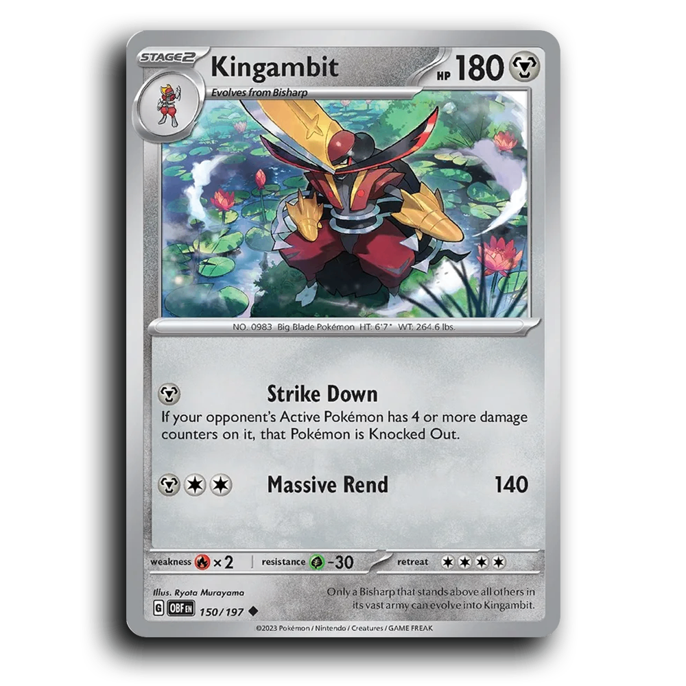 Kingambit (150/197) [Obsidian Flames] 2023 G Uncommon English Ryota Murayama Metal OBF Stage 2 Big Blade Pokémon Pokemon Card TCG Near Mint NM