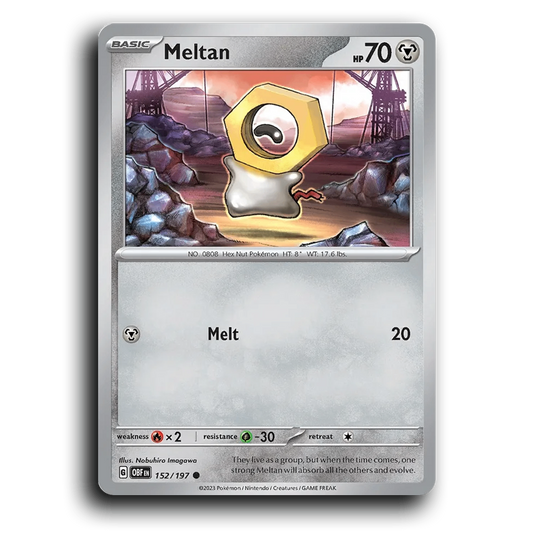 Meltan (152/197) [Obsidian Flames] 2023 G Common English Nobuhiro Imagawa Metal OBF Basic Hex Nut Pokémon Pokemon Card TCG Near Mint NM
