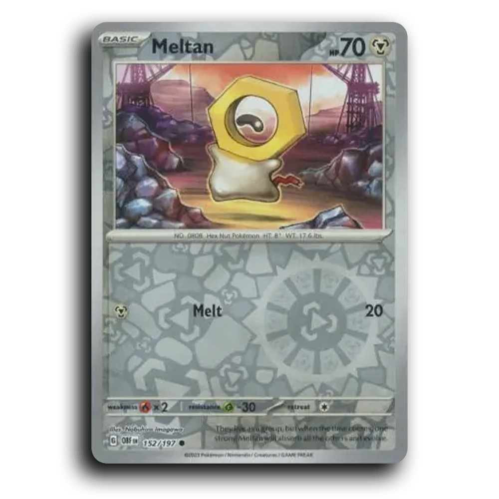 Meltan (152/197) [Obsidian Flames] 2023 G Common English Nobuhiro Imagawa Metal OBF Basic Hex Nut Pokémon Pokemon Card TCG Near Mint NM Reverse Holo