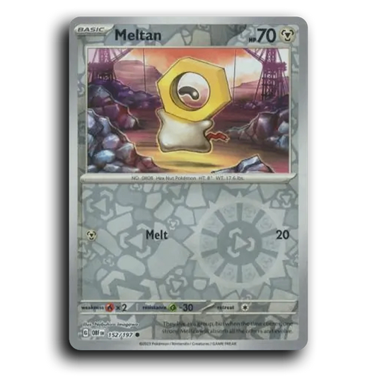 Meltan (152/197) [Obsidian Flames] 2023 G Common English Nobuhiro Imagawa Metal OBF Basic Hex Nut Pokémon Pokemon Card TCG Near Mint NM Reverse Holo