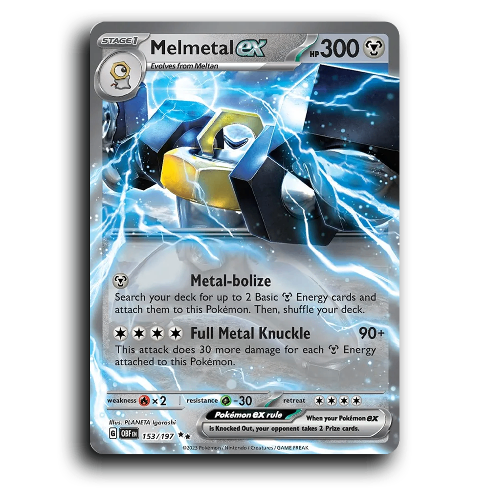Melmetal ex (153/197) [Obsidian Flames] 2023 G Double Rare English PLANETA Igarashi Metal, ex OBF Stage 1 Hex Nut Pokémon Pokemon Card TCG Near Mint NM