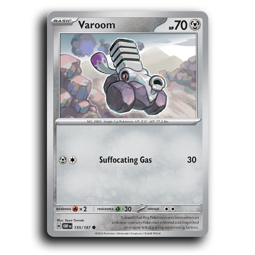 Varoom (155/197) [Obsidian Flames] 2023 G Common English Saya Tsuruta Metal OBF Basic Single-Cyl Pokémon Pokemon Card TCG Near Mint NM