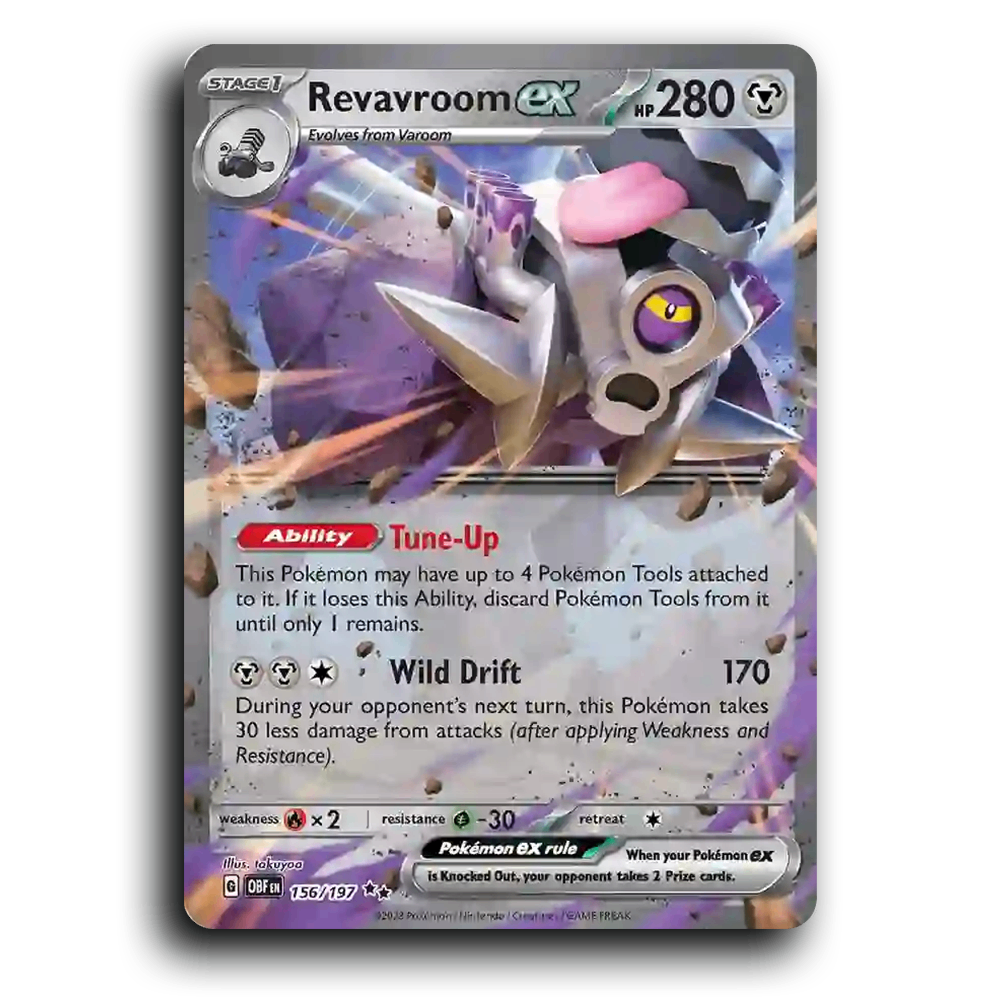 Revavroom ex (156/197) [Obsidian Flames] 2023 G Double Rare English takuyoa Metal, ex OBF Stage 1 Multi-Cyl Pokémon Pokemon Card TCG Near Mint NM