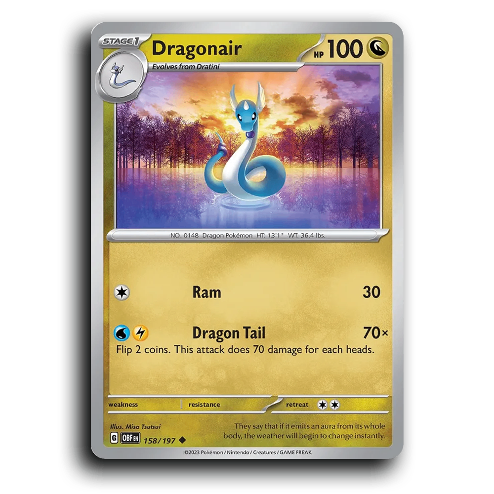 Dragonair (158/197) [Obsidian Flames] 2023 G Uncommon English Misa Tsutsui Dragon OBF Stage 1 Dragon Pokémon Pokemon Card TCG Near Mint NM