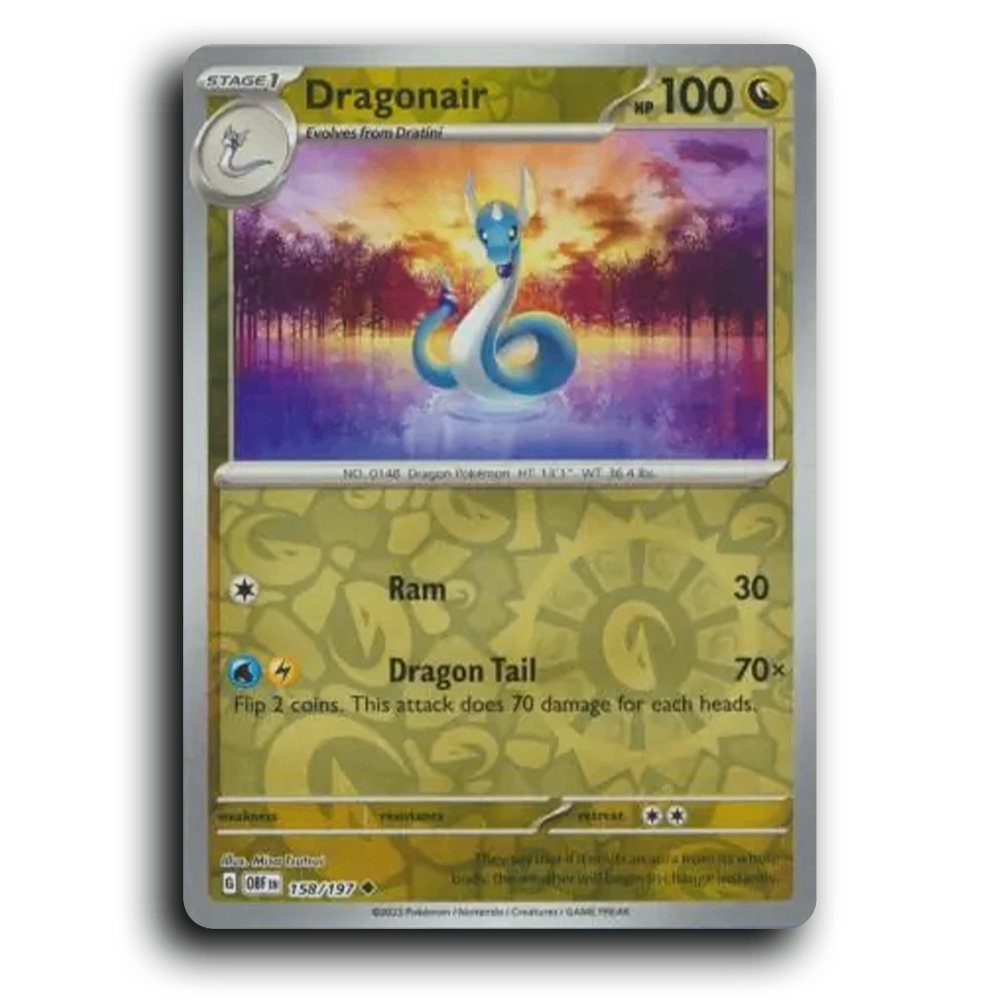 Dragonair (158/197) [Obsidian Flames] 2023 G Uncommon English Misa Tsutsui Dragon OBF Stage 1 Dragon Pokémon Pokemon Card TCG Near Mint NM Reverse Holo