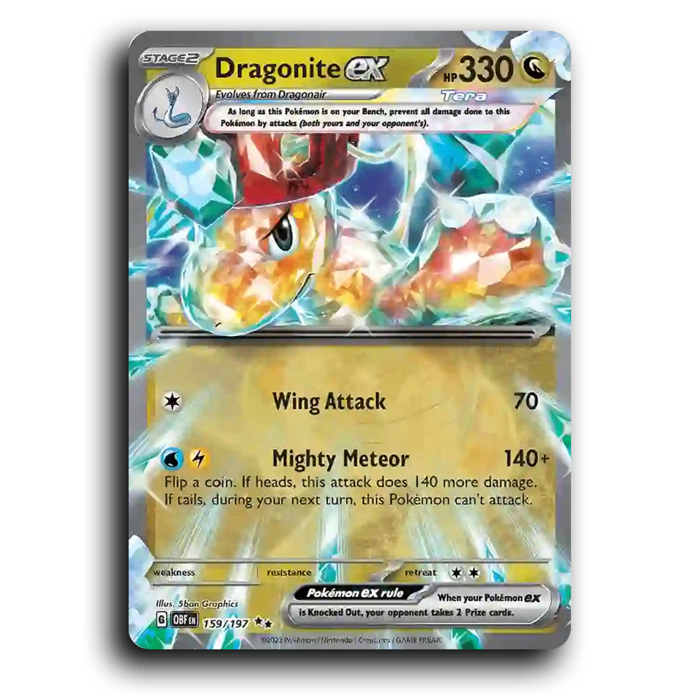 Dragonite ex (159/197) [Obsidian Flames] 2023 G Double Rare English 5ban Graphics Dragon, ex, Tera OBF Stage 2 Dragon Pokémon Pokemon Card TCG Near Mint NM
