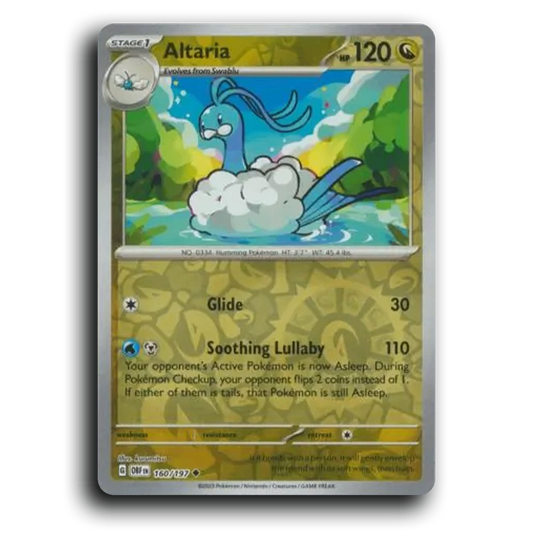 Altaria (160/197) [Obsidian Flames] 2023 G Uncommon English kurumitsu Dragon OBF Stage 1 Humming Pokémon Pokemon Card TCG Near Mint NM Reverse Holo