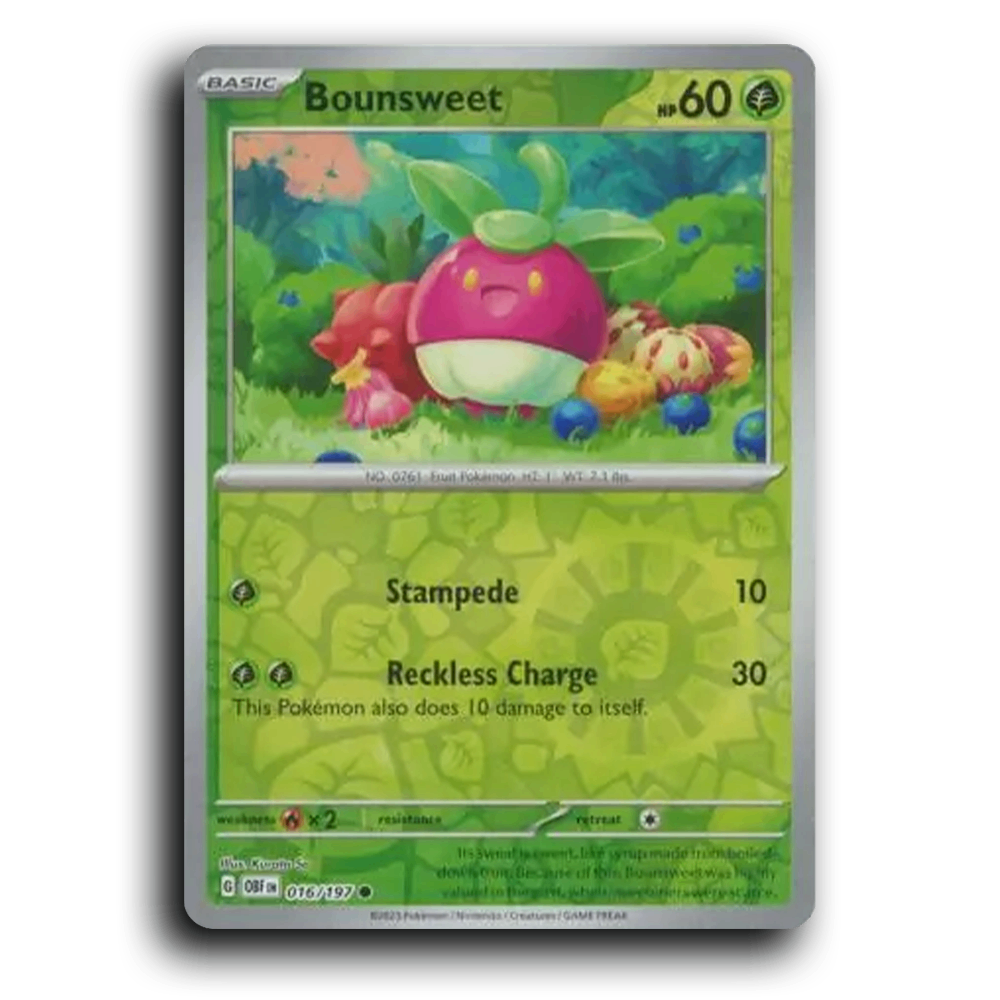 Bounsweet (016/197) [Obsidian Flames] 2023 G Common English Kurata So Grass OBF Basic Fruit Pokémon Pokemon Card TCG Near Mint NM Reverse Holo