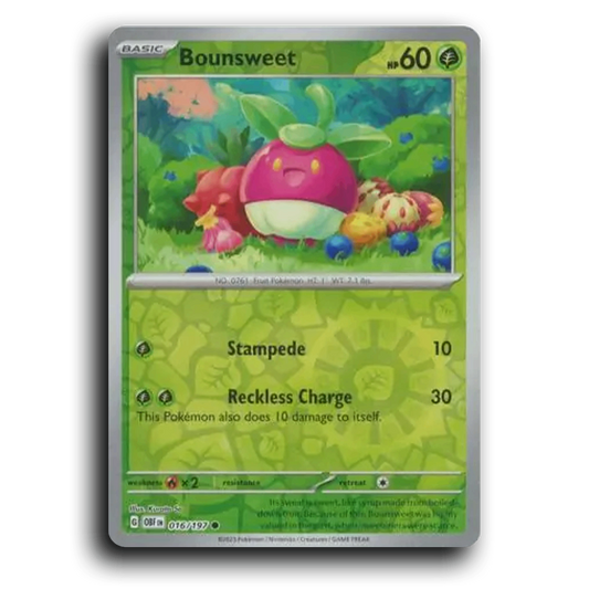 Bounsweet (016/197) [Obsidian Flames] 2023 G Common English Kurata So Grass OBF Basic Fruit Pokémon Pokemon Card TCG Near Mint NM Reverse Holo