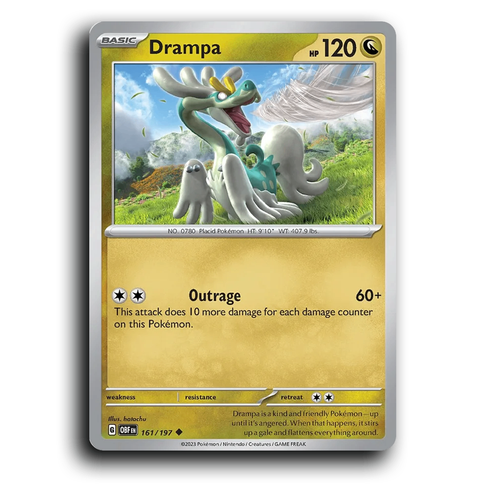 Drampa (161/197) [Obsidian Flames] 2023 G Uncommon English hatachu Dragon OBF Basic Placid Pokémon Pokemon Card TCG Near Mint NM