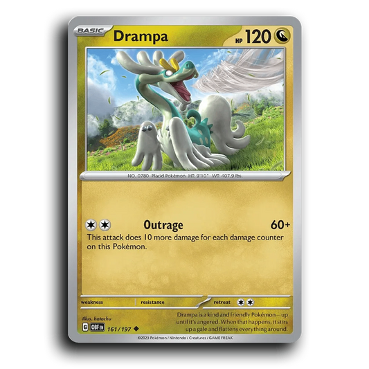 Drampa (161/197) [Obsidian Flames] 2023 G Uncommon English hatachu Dragon OBF Basic Placid Pokémon Pokemon Card TCG Near Mint NM